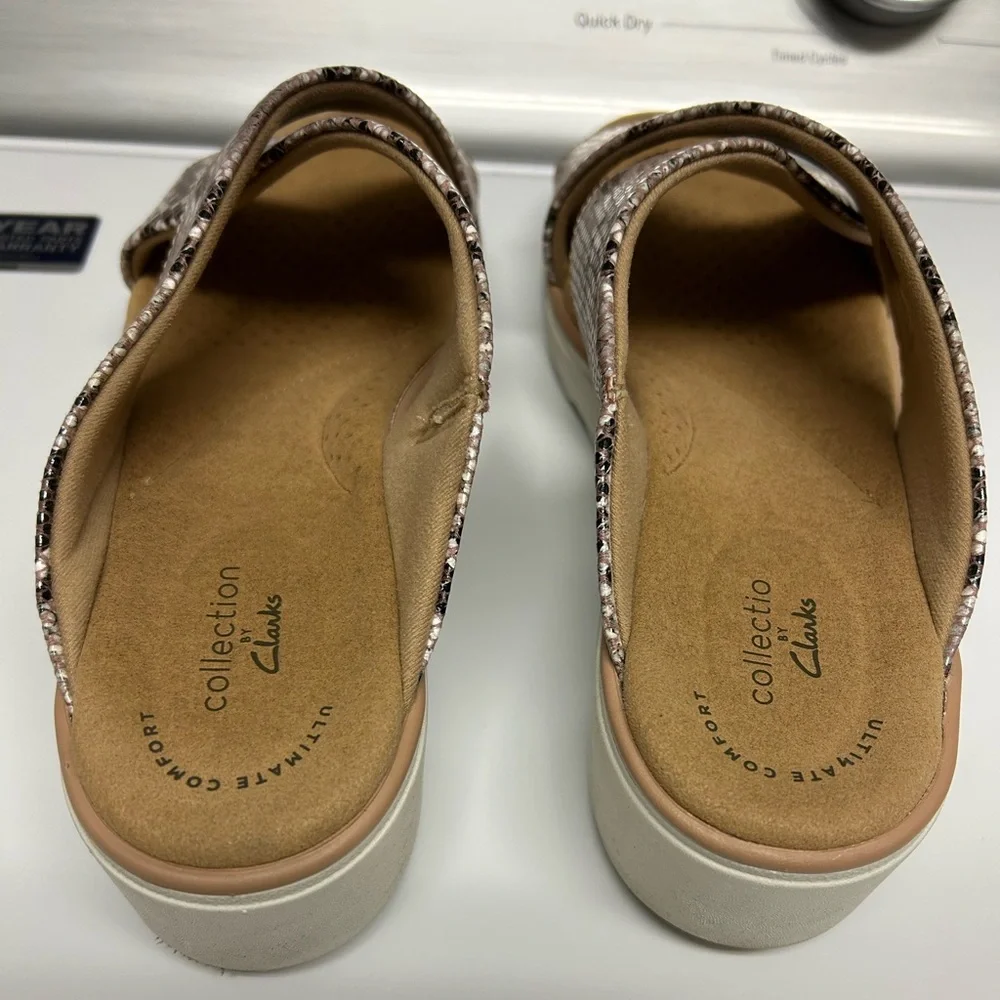 CLARKS SNAKESKIN WEDGE PLATFORM SANDALS 7.5 shoes - Picture 4 of 4